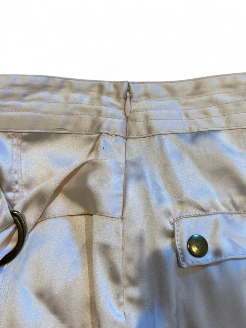 Anthropologie Pink/Rose Satin-look Mini Skirt with Utility Pocket - Picture 4 of 8